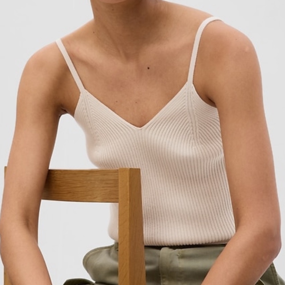 GAP - Ribbed Cream Fitted Sleeveless Camisole